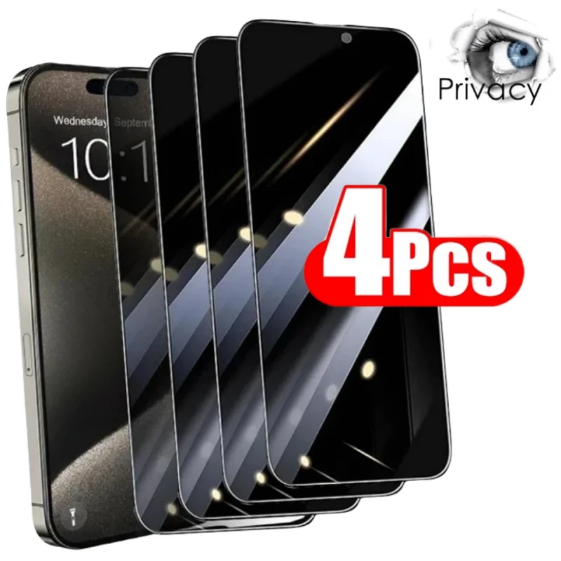 Privacy glass 4pcs Iphone screen protector 11, 13, 14, 14 Pro Max, 15 Pro, 16, 16 Plus, 16 Pro, 16 Pro Max